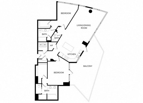 Floor plan for 2 beds, 2.5 baths, 1825 sqft